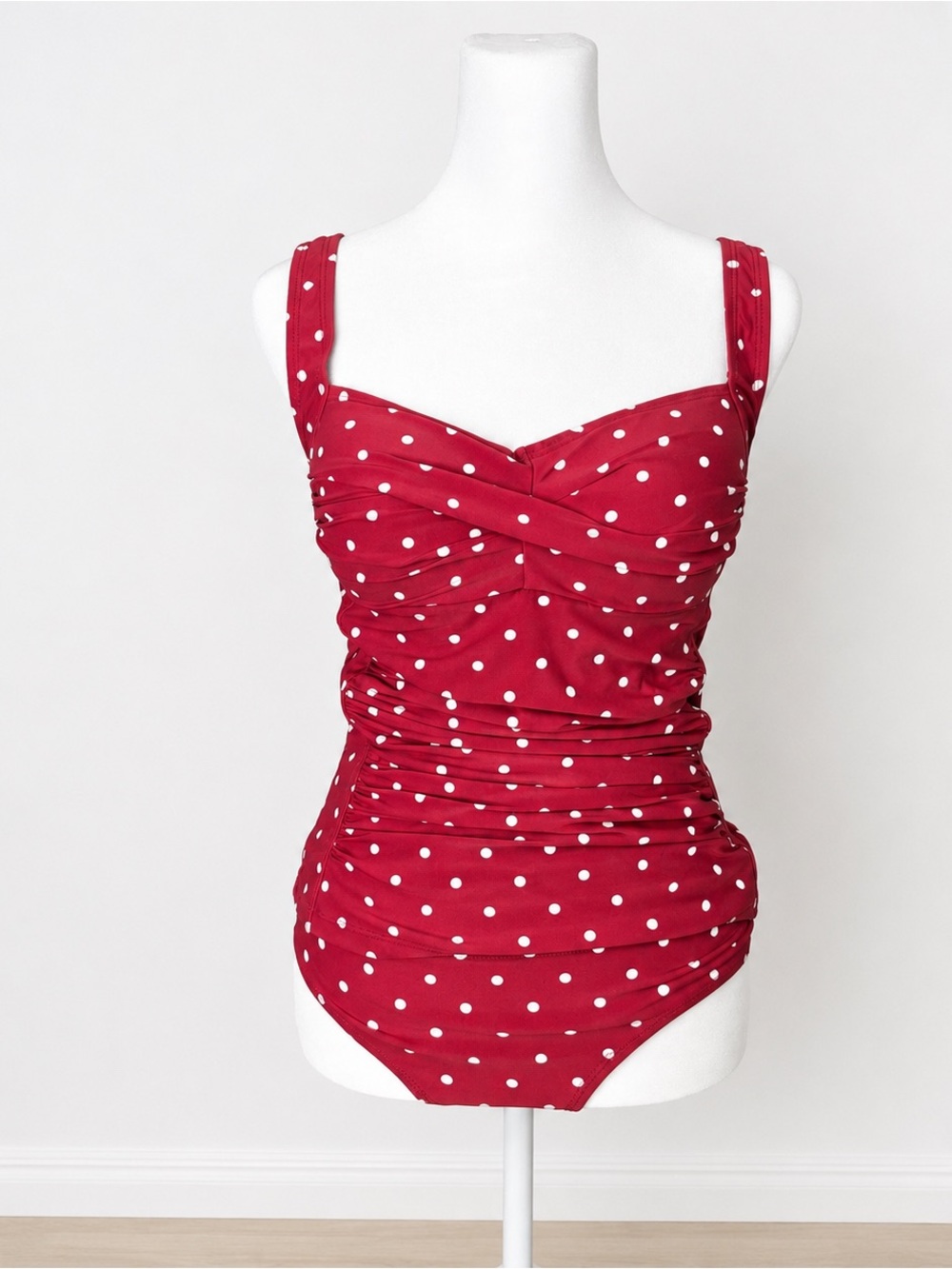 Nip Tuck Swim Polka Dot Tankini Set Size 8 Ruched Tummy Control